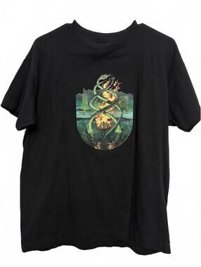 Sun Tees Black Graphic Cotton T-Shirt Size Large